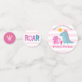Roze Dinosaurus Meisje Verjaardag Foto Naam Schatt Confetti (Achterkanten)
