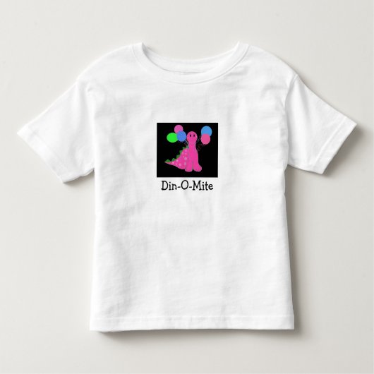 Roze dinosaurus met ballonnen kinder shirts (Voorkant)