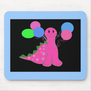 Roze dinosaurus met ballonnen muismat