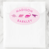 Roze Dinosaurus Schattige Kind Dino Envelop Seal S Ovale Sticker (Tas)