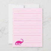 Roze Dinosaurus Schattige Kind Dino Platte Briefpa Bedankkaart (Achterkant)