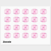 Roze Dinosaurus Schattige Kind Naam Envelop Seal S Ronde Sticker (Vel)