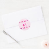 Roze Dinosaurus Schattige Kind Naam Envelop Seal S Ronde Sticker (Envelop)