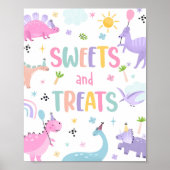 Roze dinosaurus snoep en trakteert verjaardagsfees poster (Voorkant)