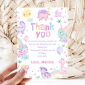 Roze Dinosaurus T-Rex Verjaardag Dank u Kaart