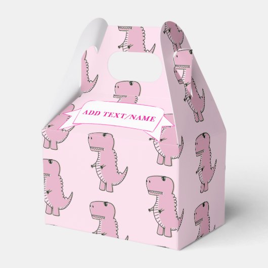 Roze Dinosaurus Tekening Custom Blue Bedankdoosjes (Achterkant)