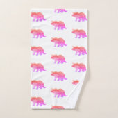 Roze Dinosaurus Triceratops Badhanddoek Set Bad Handdoek (Handdoek)