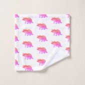 Roze Dinosaurus Triceratops Badhanddoek Set Bad Handdoek (Wasdoekje)