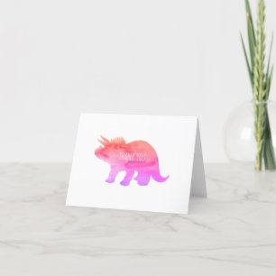 Roze Dinosaurus Triceratops Bedankkaart
