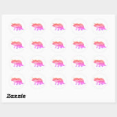 Roze Dinosaurus Triceratops Bedankt Ronde Sticker (Vel)