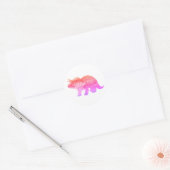 Roze Dinosaurus Triceratops Bedankt Ronde Sticker (Envelop)