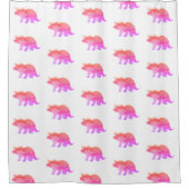Roze Dinosaurus Triceratops Schilderij Douchegordijn (Voorkant)