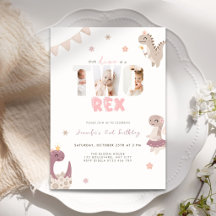 Roze Dinosaurus Twee Rex 2e Verjaardagsfoto 