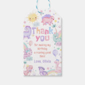 Roze Dinosaurus Verjaardag Dank u Cadeau Labels Cadeaulabel (Voorkant)