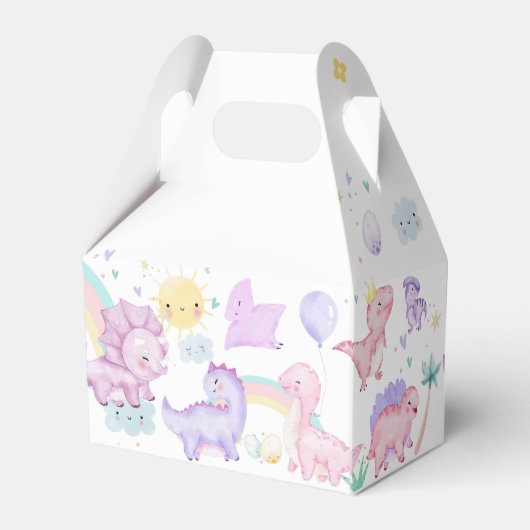 Roze Dinosaurus Verjaardag Favoriet Box Bedankdoosjes (Achterkant)