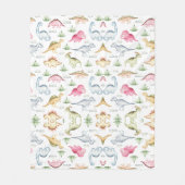 Roze Dinosaurus Verjaardagsfeest, Meisjes Dinosaur Fleece Deken (Voorkant)