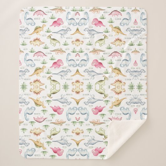 Roze Dinosaurus Verjaardagsfeest, Meisjes Dinosaur Sherpa Deken (Voorkant)