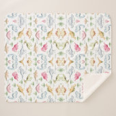 Roze Dinosaurus Verjaardagsfeest, Meisjes Dinosaur Sherpa Deken (Voorkant (horizontaal))