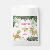 Roze Dinosaurus Verjaardagsfeestje Bedankzakje (Voorkant)