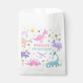 Roze Dinosaurus Verjaardagsfeestje Bedankzakje (Voorkant)