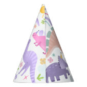 Roze Dinosaurus Verjaardagsfeestje Feesthoedjes (Achterkant)