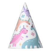 Roze Dinosaurus Verjaardagsfeestje Feesthoedjes (Voorkant)