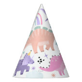 Roze Dinosaurus Verjaardagsfeestje Feesthoedjes (Links)