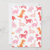 Roze Dinosaurus Verjaardagsfeestje Meisje Kinder D Kaart (Achterkant)