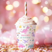 Roze Dinosaurus Verjaardagsfeestje Papieren Bekers