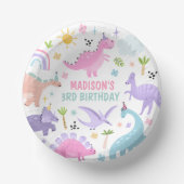 Roze Dinosaurus Verjaardagsfeestje Papieren Kommen (Voorkant)