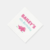 Roze Dinosaurus Verjaardagsfeestje Servet (Hoek)