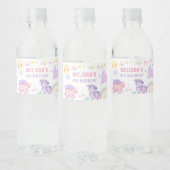 Roze Dinosaurus Verjaardagsfeestje Waterfles Label Waterfles Etiket (Flessen)