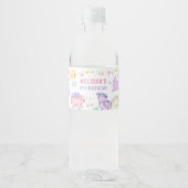 Roze Dinosaurus Verjaardagsfeestje Waterfles Label Waterfles Etiket (Voorkant)