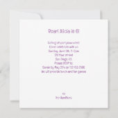 Roze dinosaurus verjaardagsuitnodiging, dinosaurus kaart (Achterkant)