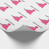 Roze dinosaurussen cadeaupapier (Hoek)