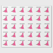 Roze dinosaurussen cadeaupapier (Vlak)