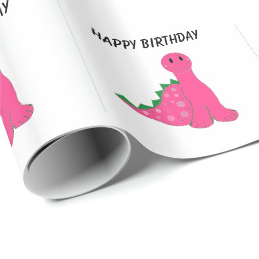 Roze dinosaurussen cadeaupapier (Rol Hoek)
