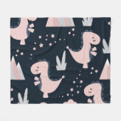Roze dinosaurussen, donkere achtergrond, schattig fleece deken (Voorkant (Horizontaal))