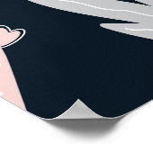 Roze dinosaurussen, donkere achtergrond, schattig poster (Hoek)