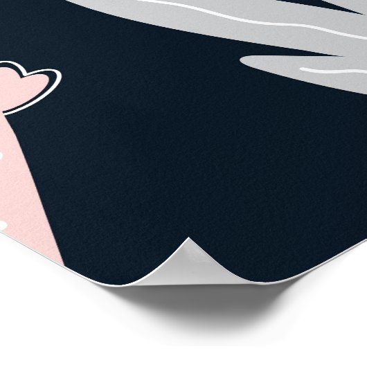 Roze dinosaurussen, donkere achtergrond, schattig poster (Hoek)