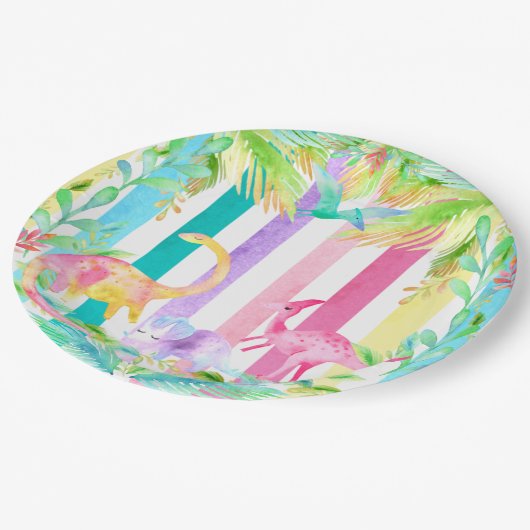 Roze dinosaurussen en pastelstroken Bord van papie (Gekanteld)
