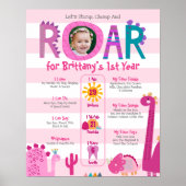 Roze Dinosaurussen Foto Meisje 1e Verjaardag Miles Poster (Voorkant)