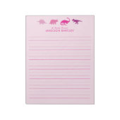 Roze dinosaurussen Kind Dino Briefpapier Notitiebl Notitieblok (Linkerzijde)