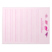 Roze dinosaurussen Kind Dino Briefpapier Notitiebl Notitieblok (Voorkant)