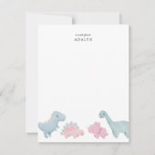 Roze dinosaurussen Kinder noot Kaart Notitiekaartje (Voorkant)