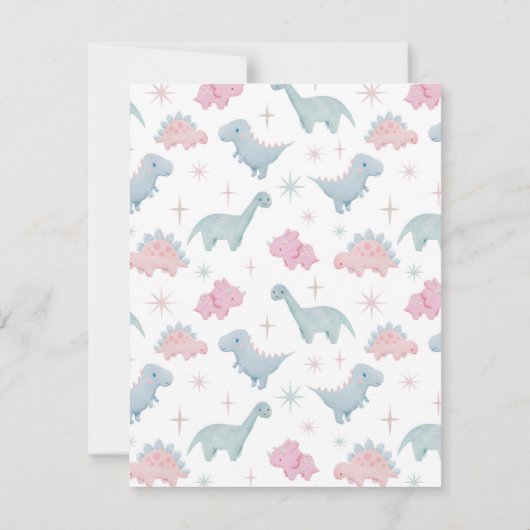 Roze dinosaurussen Kinder noot Kaart Notitiekaartje (Achterkant)