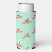 Roze dinosaurussen op blauw seltzer blikjeskoeler (Seltzer Achterkant)