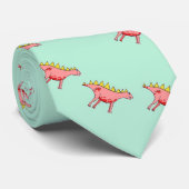 Roze dinosaurussen op blauw stropdas (Opgerold)