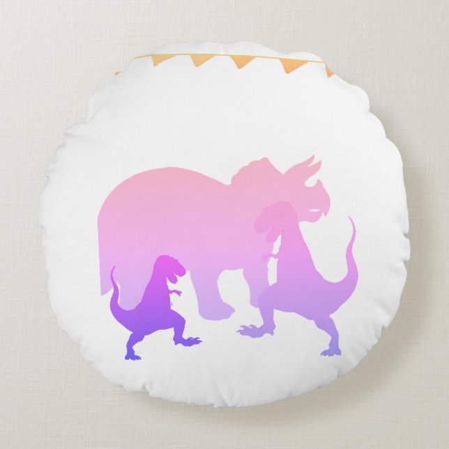 Roze dinosaurussen rond de gootsteen kussen (Voorkant)