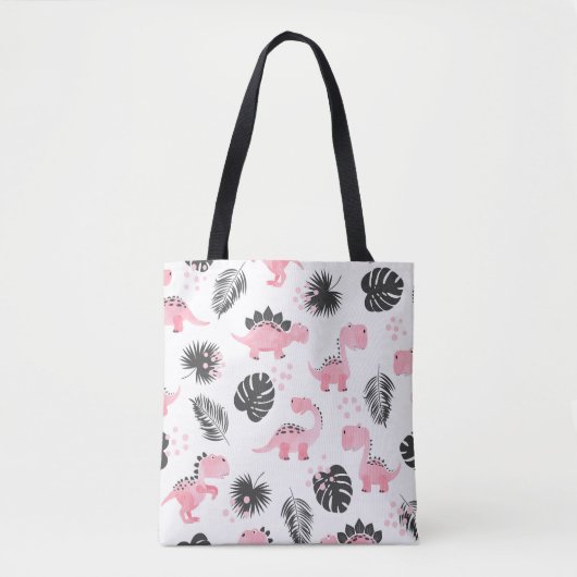 Roze dinosaurussen: Schattige Kinder patroon. Tote Bag (Voorkant)